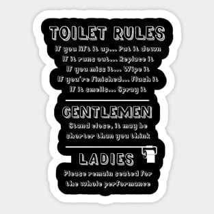 Toilet Rules Funny Quotes For Ladies And Gentlemen, Sarcastic English Humor For The Loo Sticker